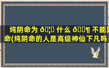 纯阴命为 🦉 什么 🐶 不能算命(纯阴命的人是高级神仙下凡吗)